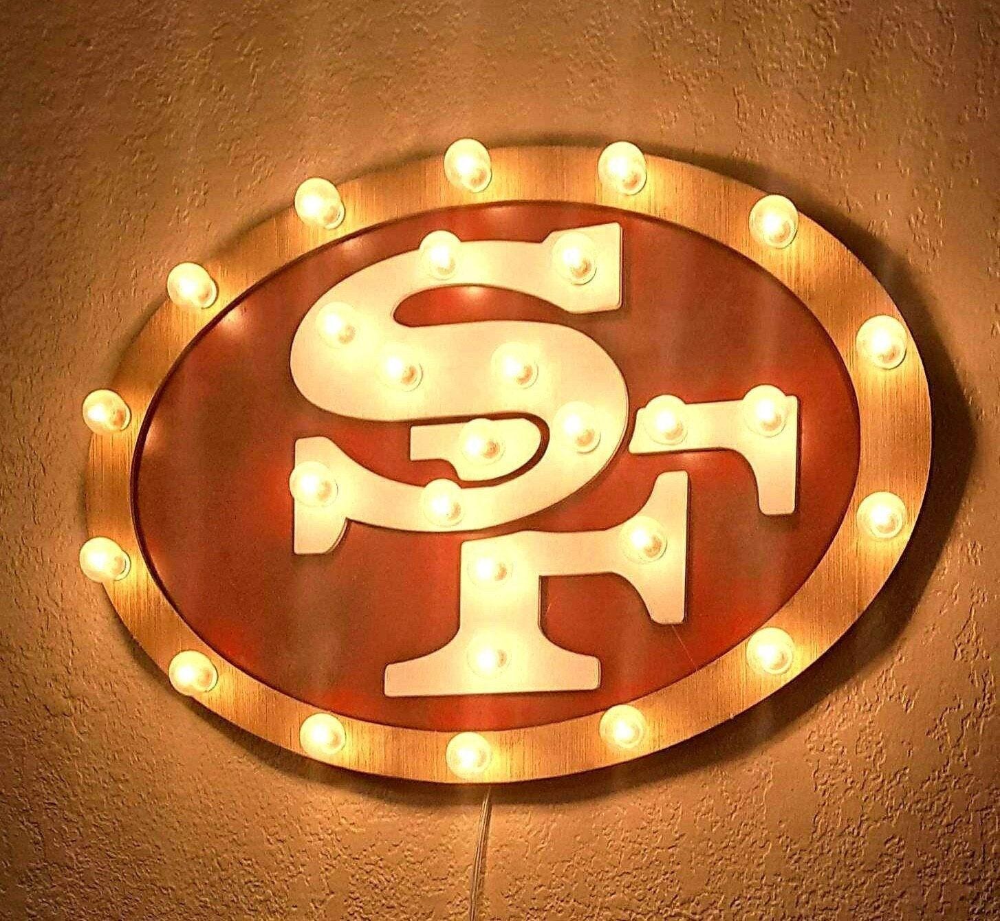 Big marquee sign large team logo marquee… sports team 49ers dodgers giants eagles packers football game room man cave boys christmas gift