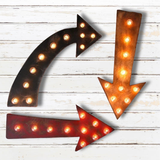 Lighted wood arrow marquee sign... bar business wedding gift home decor open directions