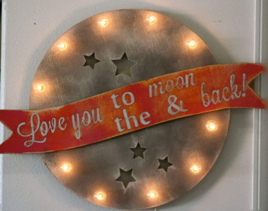 Wood sign love you to the moon & back marquee vintage inspired…. home love baby nursery wedding anniversary room