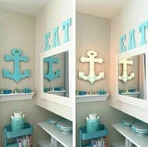 Wood anchor marquee / lighted anchor sign / nautical sign / bathroom decor / beach house decor / lighted sign / lit anchor sign