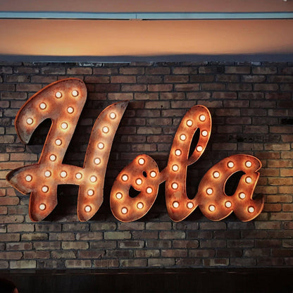 Metal marquee sign marquee letters metal steel large script sign........... bar hola sign photos business bar home eat