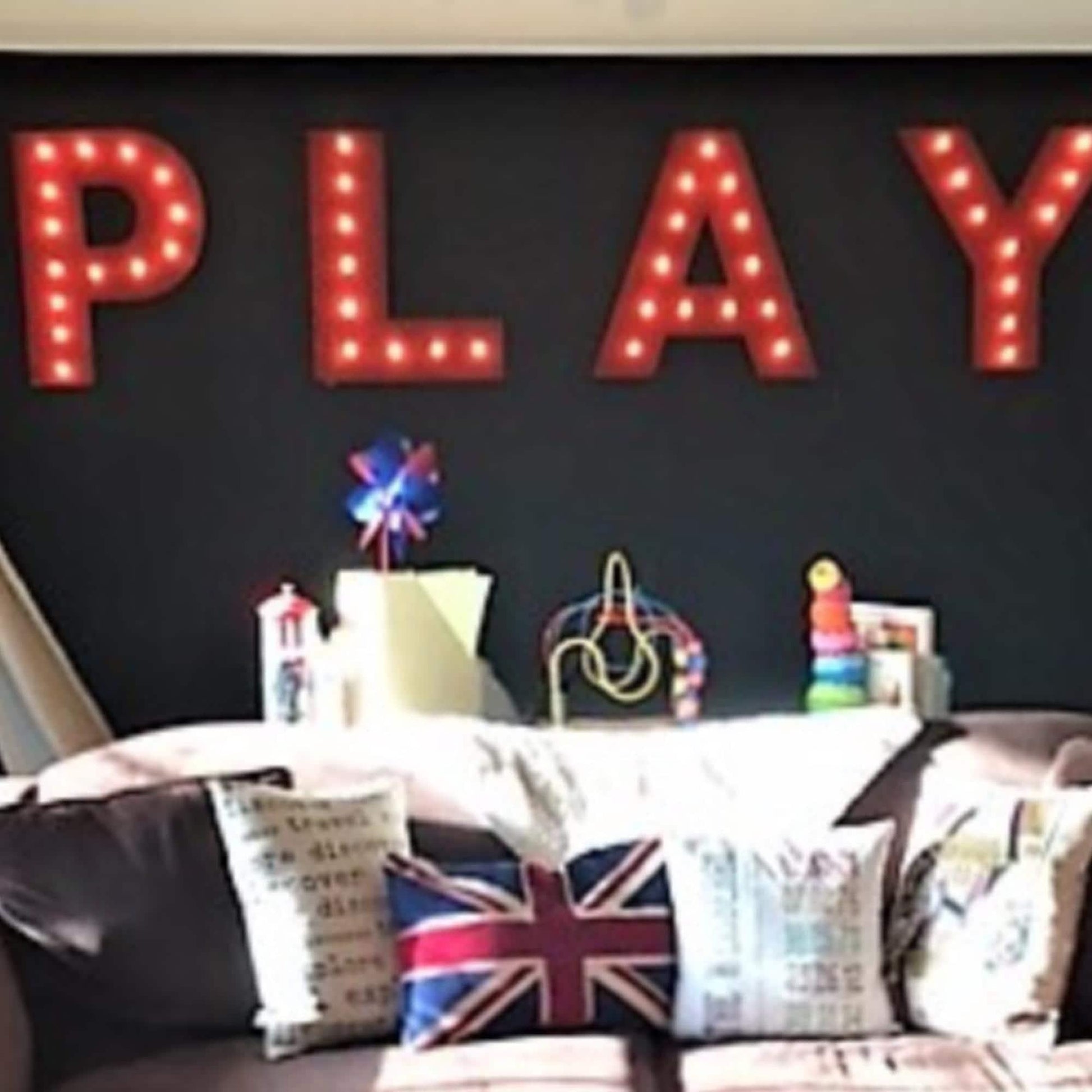 Maple wood marquee letters | personalized 4pc lighted play & love sign | kids room, game room, wedding, party decor, photo prop custom gift