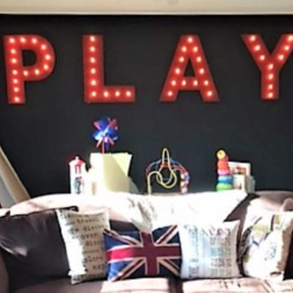 Maple wood marquee letters | personalized 4pc lighted play & love sign | kids room, game room, wedding, party decor, photo prop custom gift
