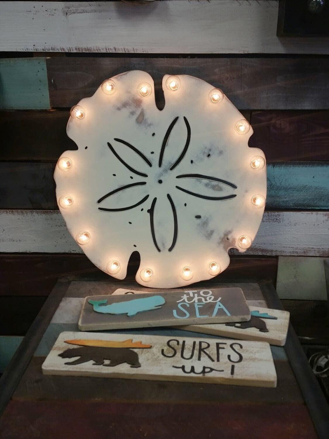 24" large wood sand dollar vintage marquee wood… pool summer birthday anniversary wedding home decor gift