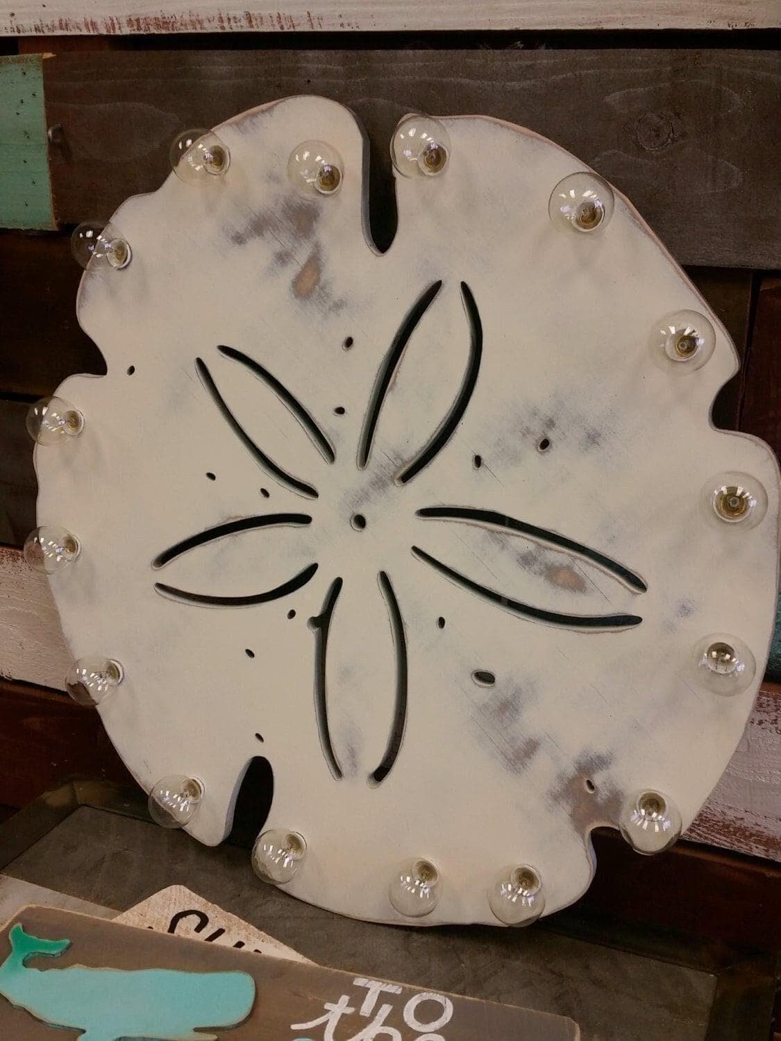 24" large wood sand dollar vintage marquee wood… pool summer birthday anniversary wedding home decor gift