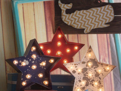 Marquee sign star large old vintage style marquee star metal steel........... wedding birthday home logo business decor