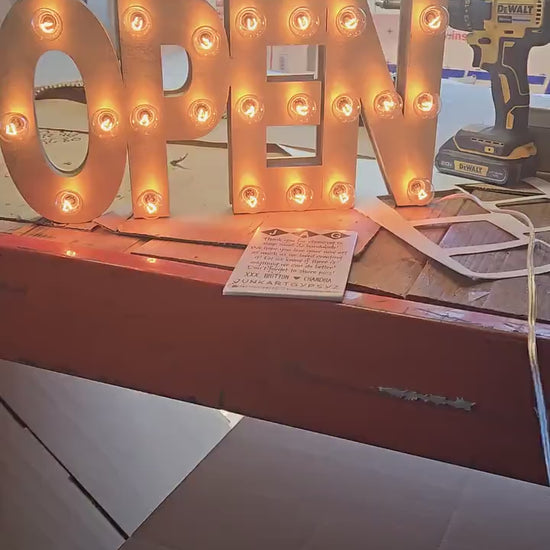 Lighted open sign / open sign marquee / wood lighted open sign / custom sign / incandescent or led lighted sign / open sign